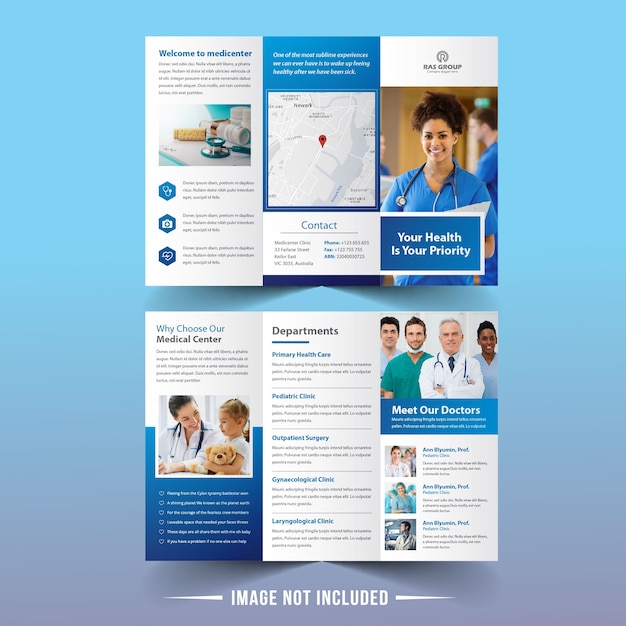 Vecteur brochure médicale à trois volets