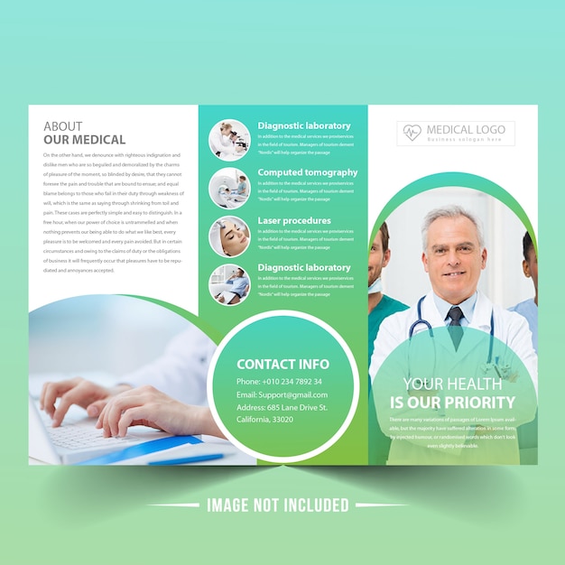 Vecteur brochure médicale à trois volets