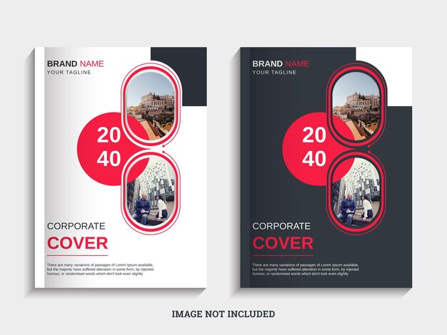 Vecteur une brochure en noir et rouge pour une entreprise appelée corporate cover.