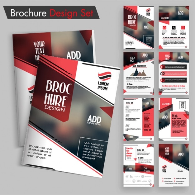 Vecteur brochure pack design avec des détails rouges