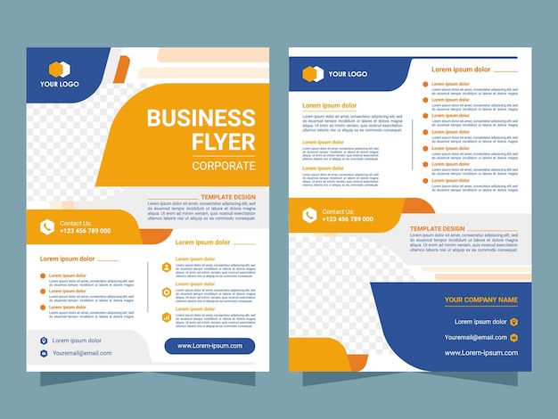 une brochure pour cartes de visite avec un fond bleu