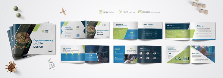 Vecteur brochure de profil de crypto-monnaie, modèle d'entreprise, catalogue de brochures ou rapport moderne