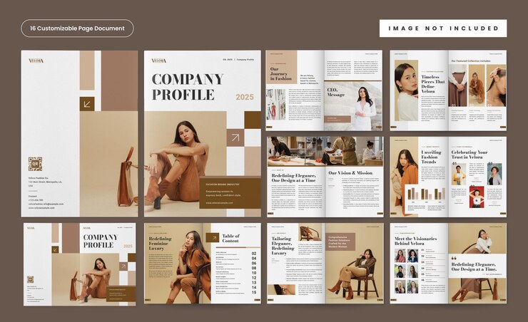 Vecteur brochure de profil de la société de marque de mode élégante
