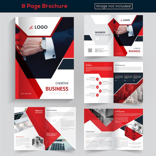 Brochure Rouge 8 Pages Design For Business