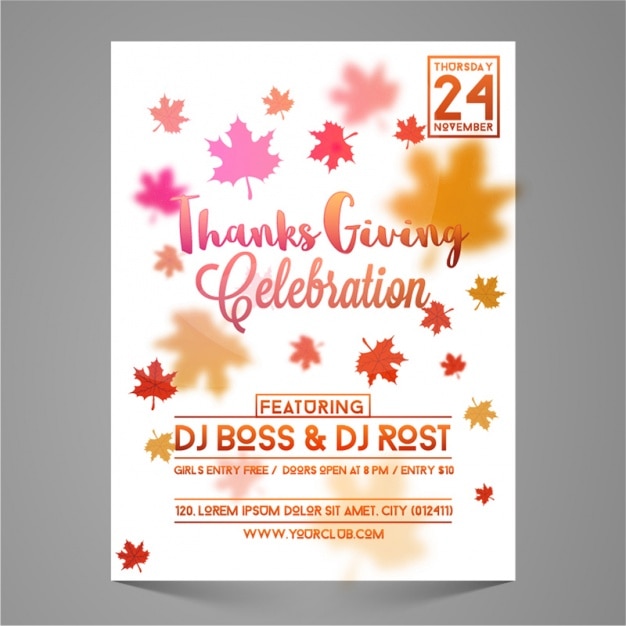 Brochure Thanksgiving Avec Des Feuilles Décoratives Dans Différentes Couleurs