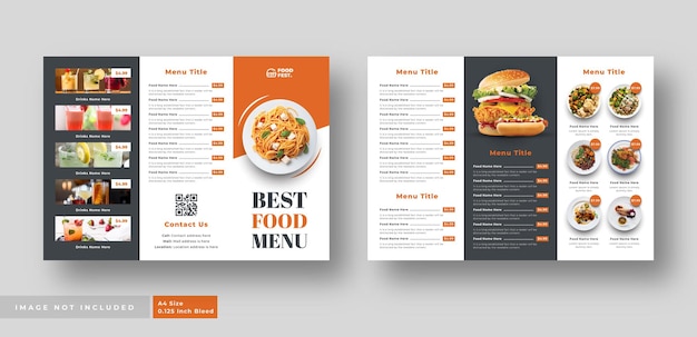 Brochure à Trois Volets Du Menu Alimentaire Pour Restaurant