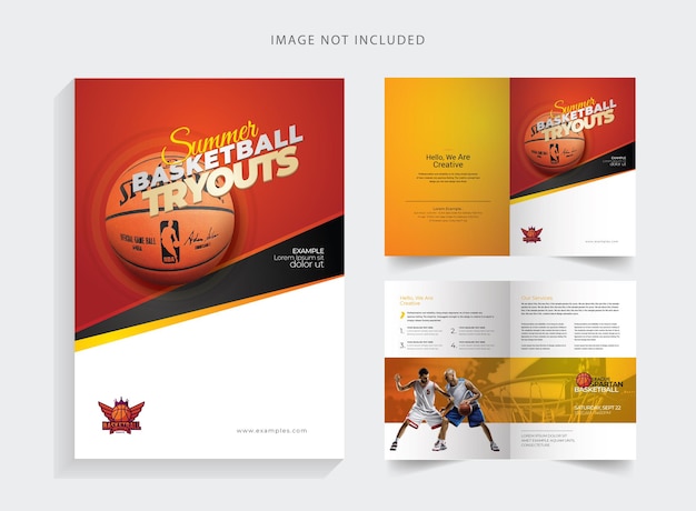 Vecteur brochure à volets sur les essais de basket-ball