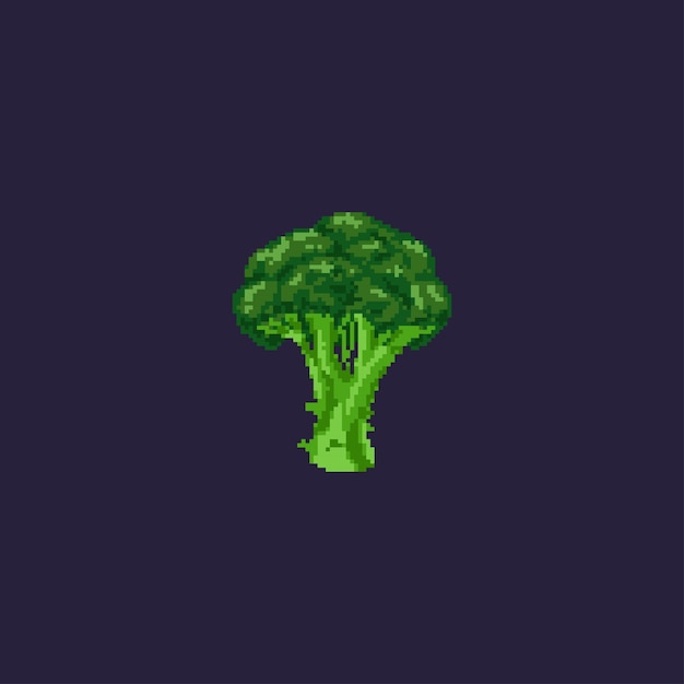 Brocoli Pixelart Brocoli Entier Sur Fond Bleu Vector