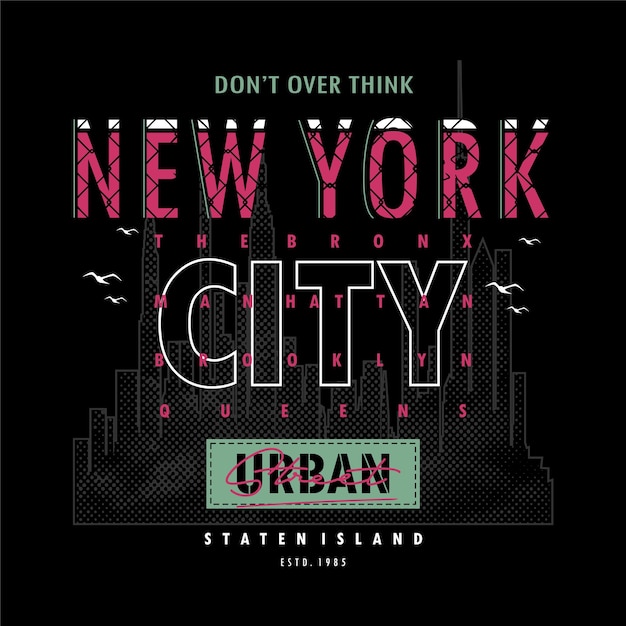 Vecteur brooklyn, new york city, bloc de texte, conception de t-shirt graphique, vecteur de typographie, illustration, casua
