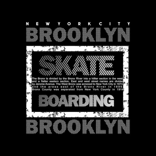 BROOKLYN Skate boarding design typographie illustration graphique vectorielle pour l'impression de t-shirts et autres