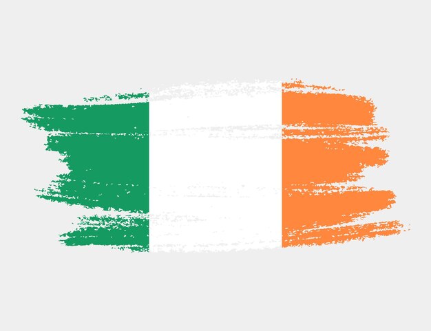Brosse grunge artistique drapeau de l'Irlande isolé sur fond blanc