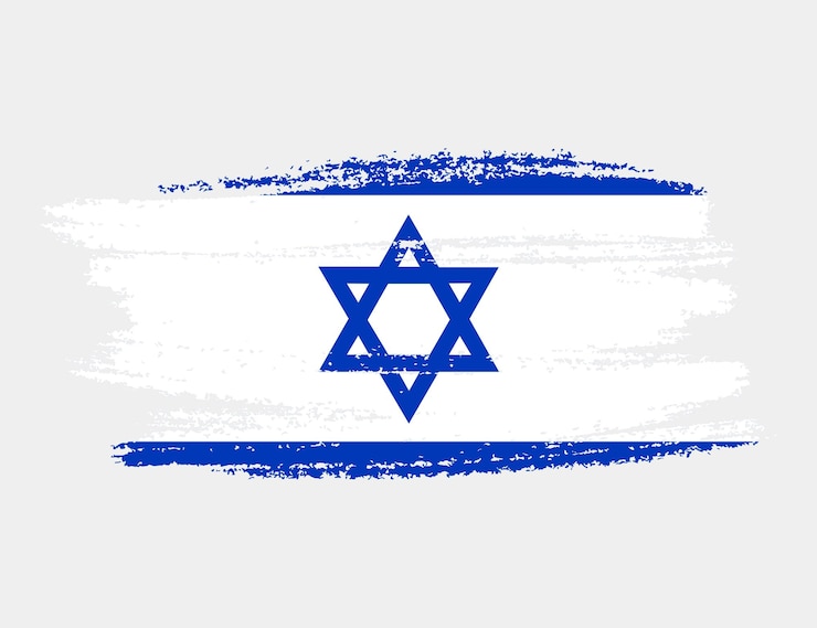 Vecteur brosse grunge artistique drapeau d'israël isolé sur fond blanc