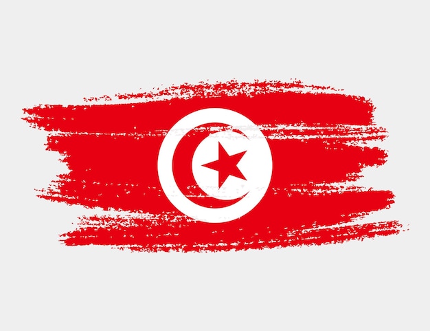 Brosse grunge artistique drapeau de la Tunisie isolé sur fond blanc Texture élégante du drapeau national du pays