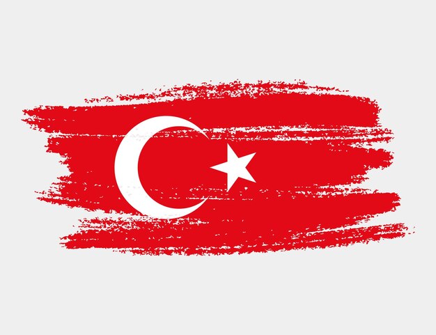 Vecteur brosse grunge artistique drapeau de la turquie isolé sur fond blanc texture élégante du drapeau national du pays