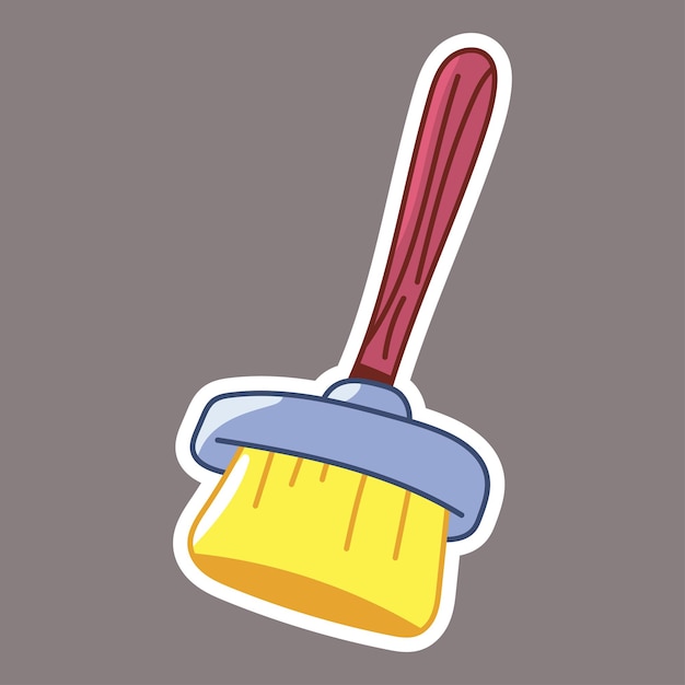 Brosse Pour Nettoyer L'autocollant De Dessin Animé De Vecteur Isolé Sur Fond