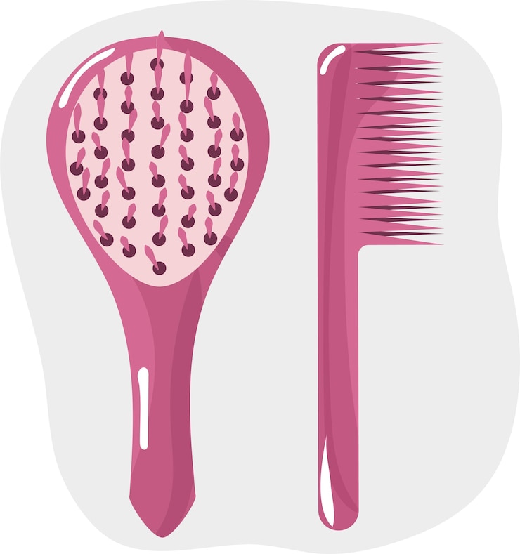 Vecteur brosses à cheveux peignes roses illustration vectorielle de haute qualité
