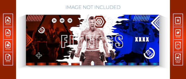 Vecteur brosses fitness corps facebook couverture bannière page modèle de conception vecteur premium