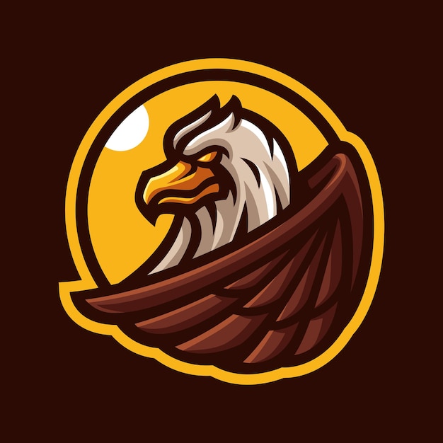 Vecteur brown eagle mascot gaming logo template pour esports streamer facebook youtube