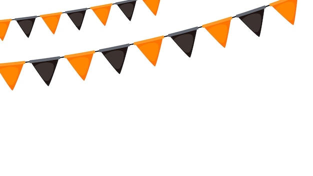 Bruant d'Halloween. Guirlande drapeau noir et orange. Chaîne de fanions triangle. Décoration de banderoles de fête