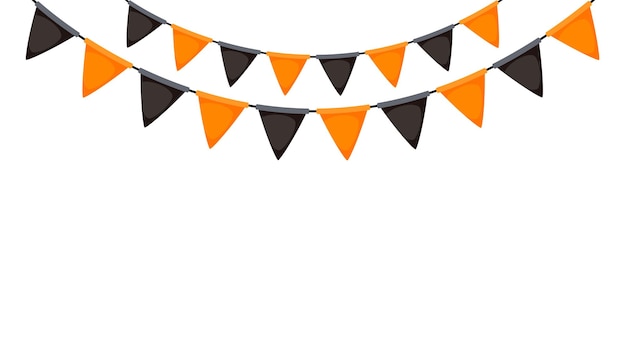 Bruant D'halloween. Guirlande Drapeau Noir Et Orange. Chaîne De Fanions Triangle. Décoration De Banderoles De Fête