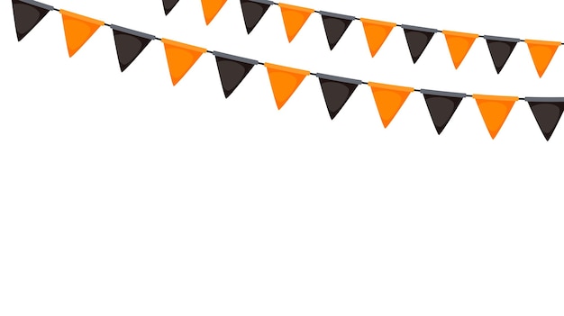 Bruant d'Halloween. Guirlande drapeau noir et orange. Chaîne de fanions triangle. Décoration de banderoles de fête