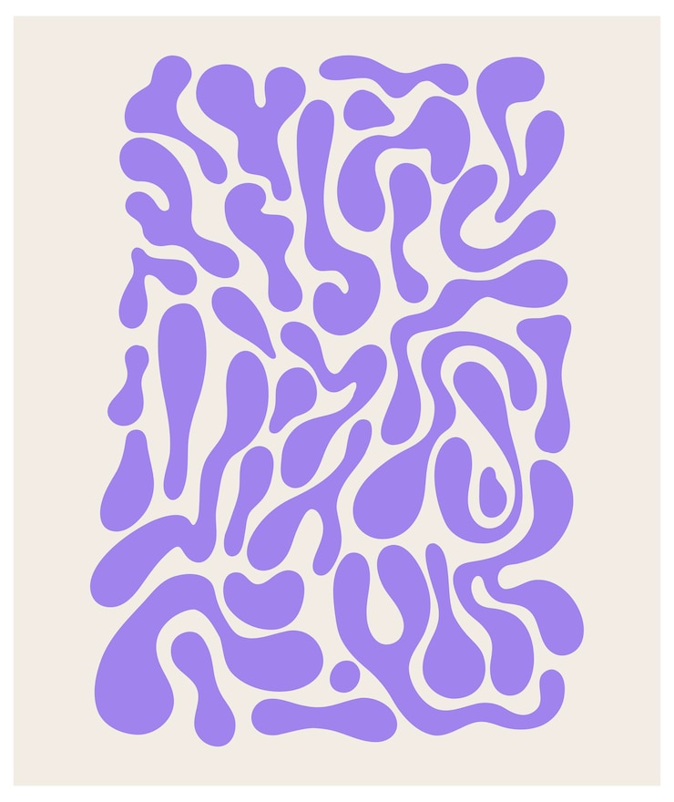 Vecteur brutaliste abstraite violette y2k affiche et grilles brutale figure contemporaine étoile fleur spirale ovale et autres éléments primitifs design suisse esthétique bauhaus memphis design