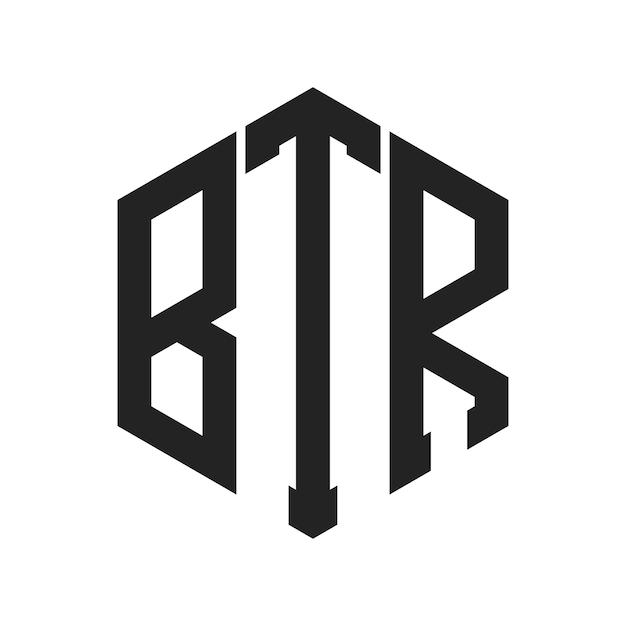 BTR Logo Design Initial Letter BTR Monogram Logo en utilisant une forme hexagonal