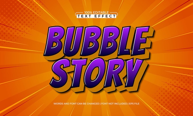 Bubble story effet de texte modifiable avec un style de texte comique et pour enfants