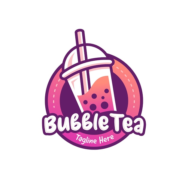 Vecteur bubble tea boba, boisson fraîche jus de fruits moderne illustration logo