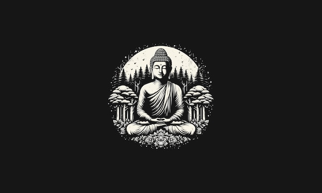 Vecteur buddha sur la conception d'œuvres d'art d'illustration vectorielle forestière