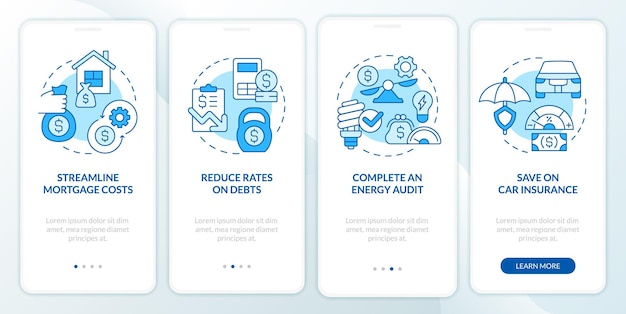 Budgétisation de l'écran de l'application mobile d'intégration bleue de l'inflation