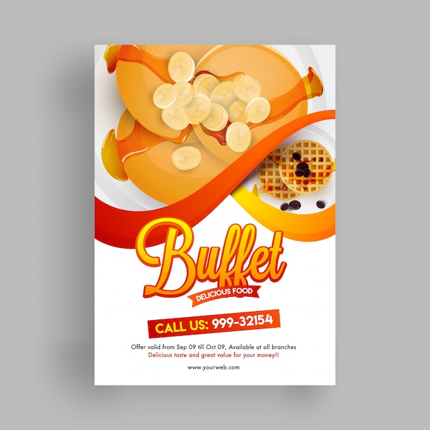 Vecteur buffet flyer ou design de menu avec offre de réduction.