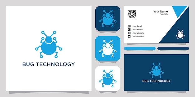 Bug Technology logo icône symbole modèle logo et carte de visite