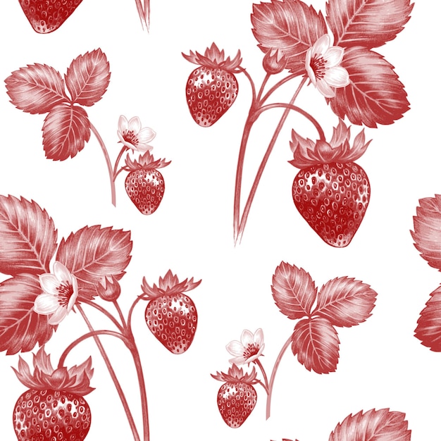 Buisson de fraises à fleurs avec vecteur de motif sans couture de baies