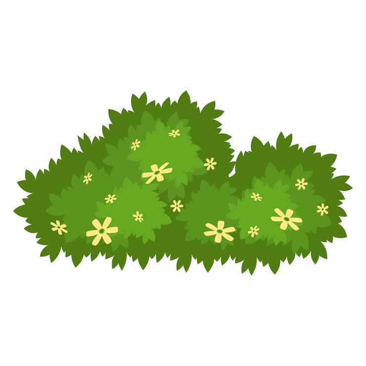 Vecteur le buisson vert avec l'illustration de la fleur