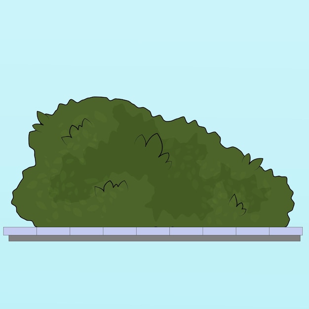 buisson vert avec de petites feuilles, plante d'extérieur, luxuriante, trait de contour, illustration vectorielle