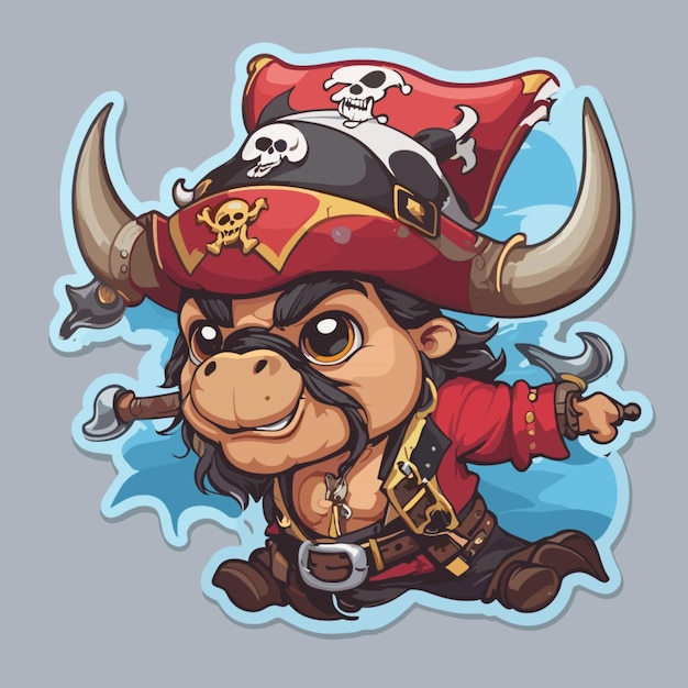 Vecteur bull en tant que vecteur de dessin animé pirate