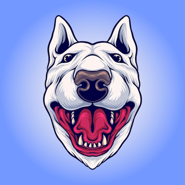 Bull Terrier Tête Blanche Chien Illustration