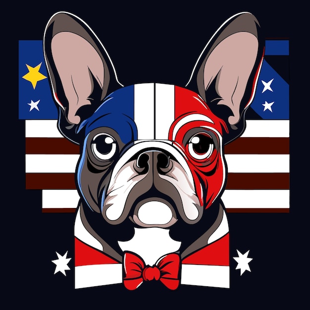 Vecteur bulldog d'art numérique dans les couleurs des états-unis