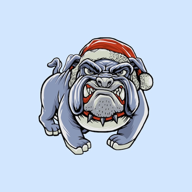Bulldog En Colère Avec Illustration De Conception De Chapeau De Noël