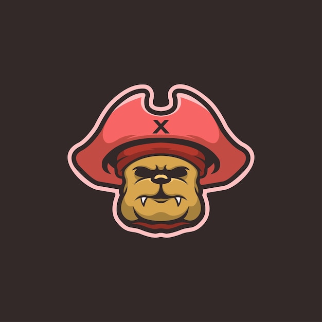 Bulldog Pirates Dessin Animé Mascotte Logo Vecteur Premium