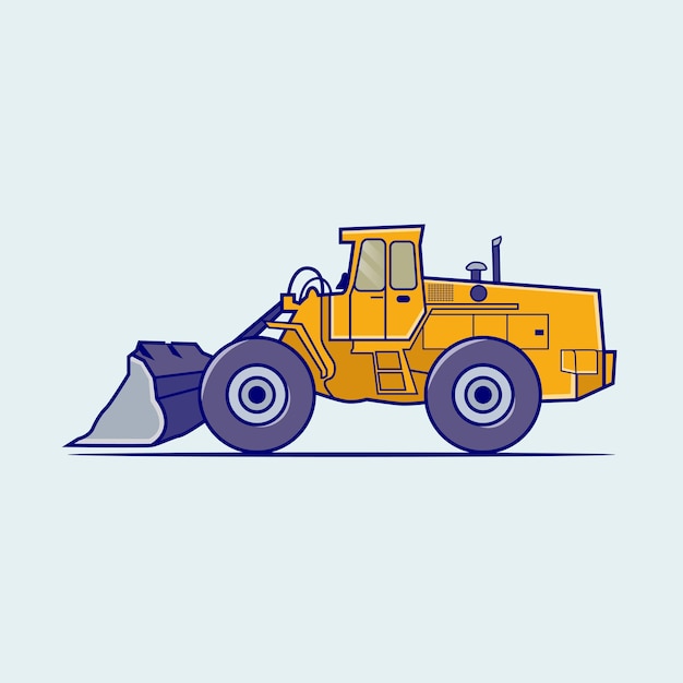 Bulldozer Jaune Dessin Animé Bâtiment Transport Icône Illustration Vectorielle