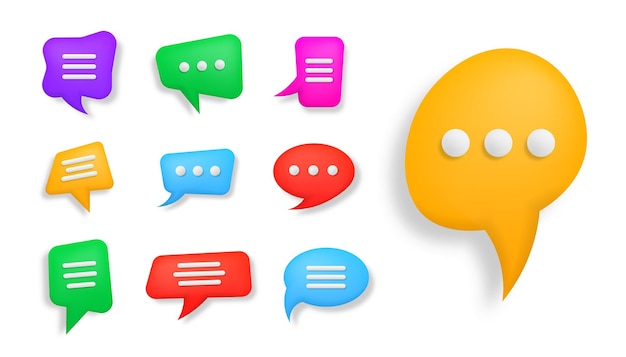 Bulle de dialogue 3D colorée Talk dialogue Messenger ou concept de support en ligne