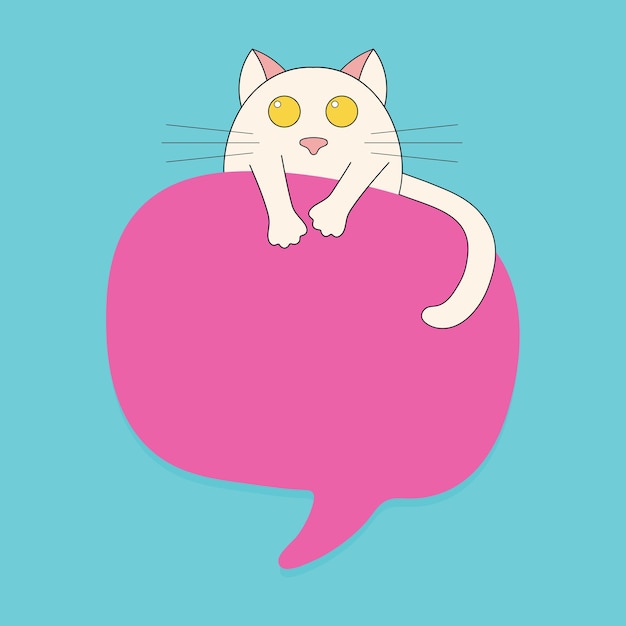 Bulle de dialogue avec illustrations de chat Bannières étiquettes de prix autocollants affiches badges Style plat moderne Illustration vectorielle