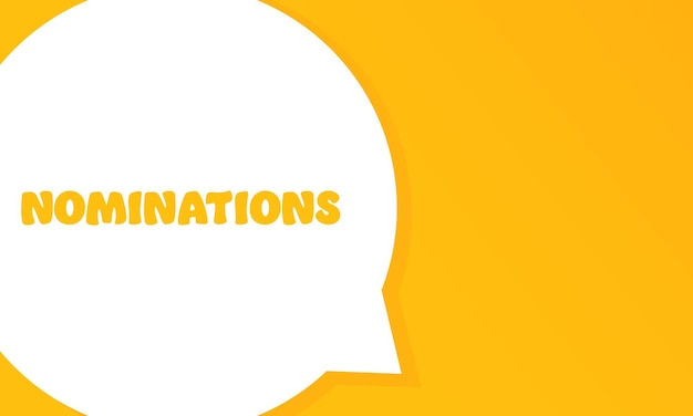 Vecteur bulle de dialogue de nominations avec illustration 2d de texte de nominations icône de ligne vectorielle de style plat pour les entreprises et la publicité