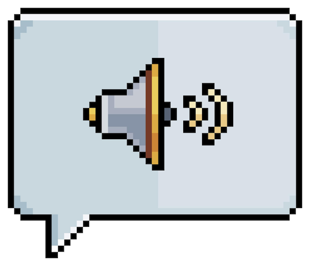 Bulle De Dialogue Pixel Art Avec Icône De Vecteur Icône Haut-parleur Pour Jeu 8 Bits Sur Fond Blanc