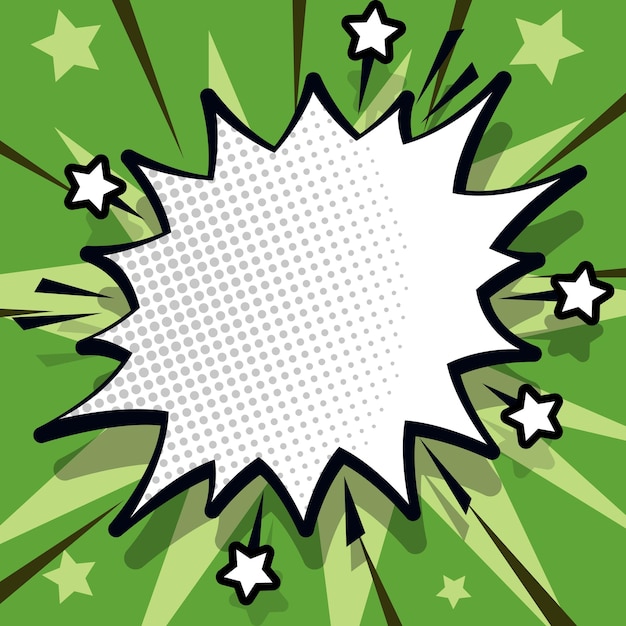 Bulle de dialogue vierge comique avec espace de copie et conception de griffonnages colorés d'un modèle vide dans un cadre d'explosion représentant la messagerie et la connexion des médias sociaux