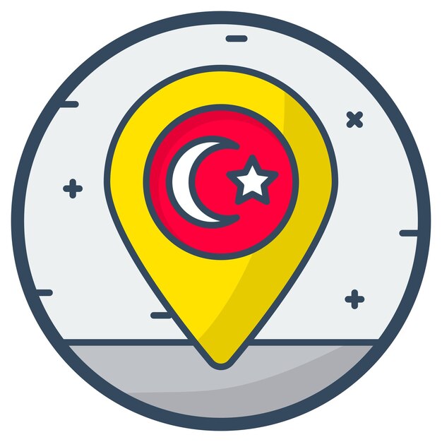 Bulle GPS à l'intérieur du concept de drapeau national, pointeur de carte ou vecteur de direction, République de Turquie Turquie