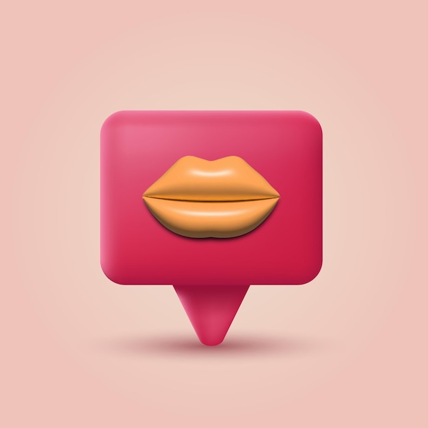 bulle de message 3d avec des lèvres