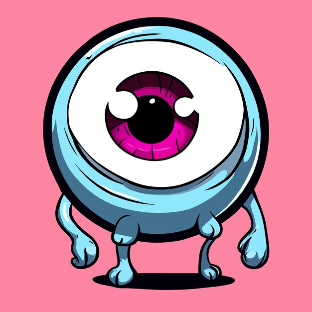 Vecteur bulle oculaire dessiné à la main plat mascotte élégante dessin de personnage de dessin animé autocollant concept d'icône isolé